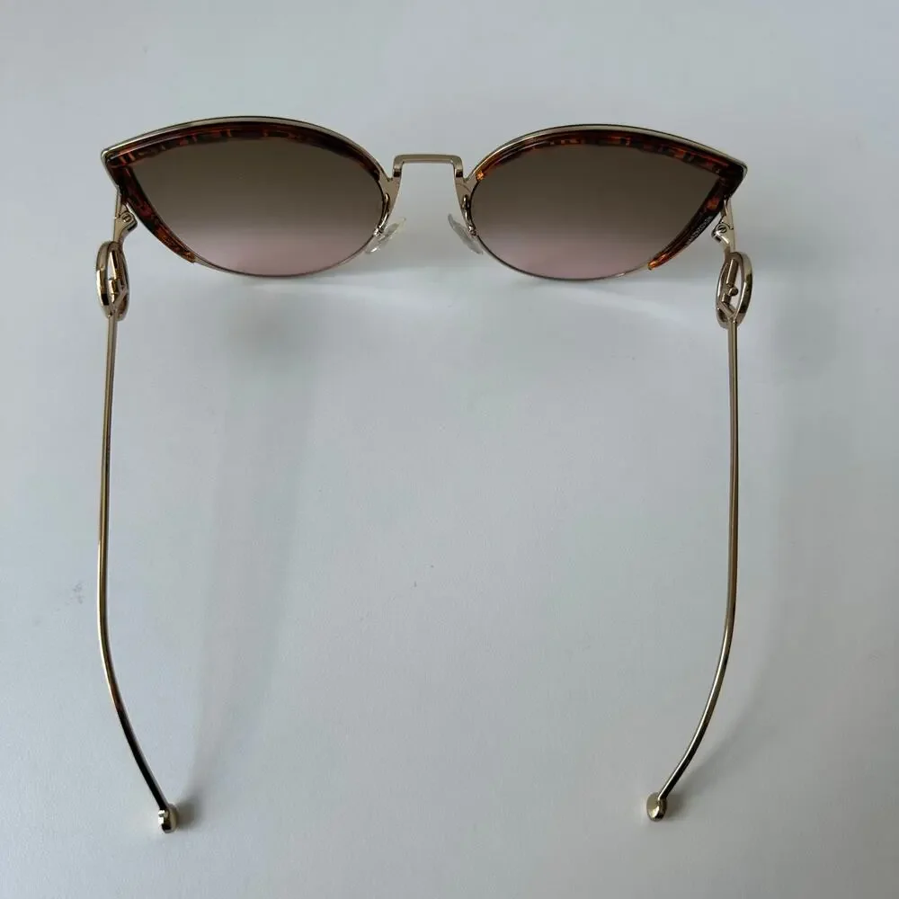 Fendi FF 0290/S Oversized Butterfly Sunglasses Gold Tortoise FF Logo w/ Case